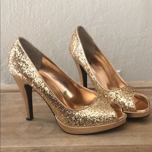 Never Worn Rose Gold Peep Toe Heels